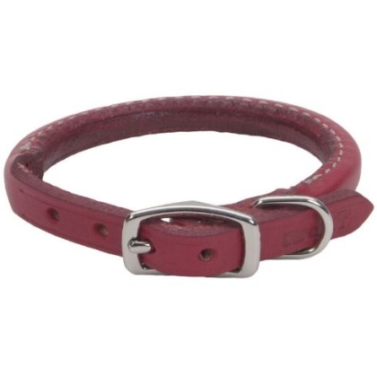 Circle T Oak Tanned Leather Round Dog Collar - Red