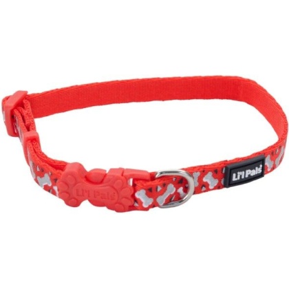 Li\'L Pals Reflective Collar - Red with Bones