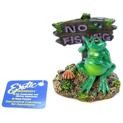 Blue Ribbon Pot Belly Frog No Fishing Sign Ornament