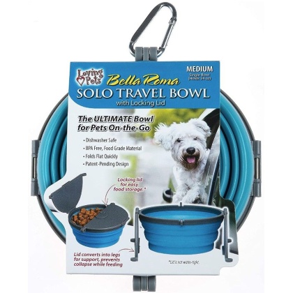 Loving Pets Bella Roma Blue Travel Bowl