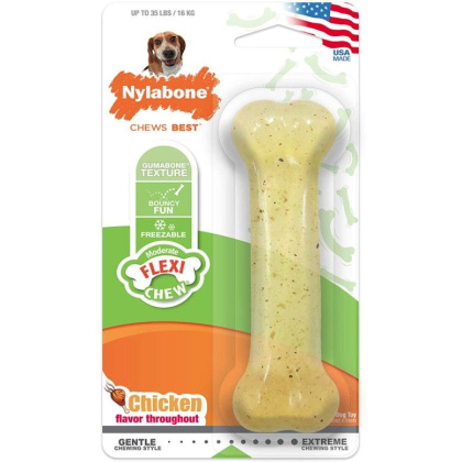 Nylabone Flexi Chew Dog Bone - Chicken Flavor